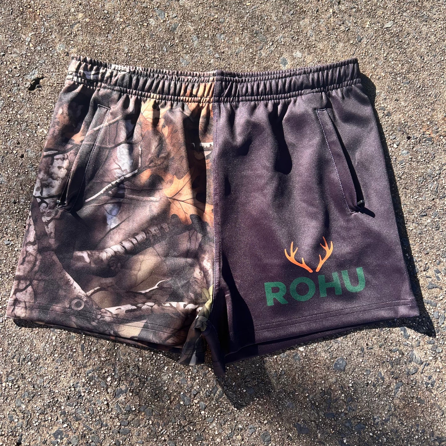 Adults Footy Shorts [with pockets] – Bush Camo